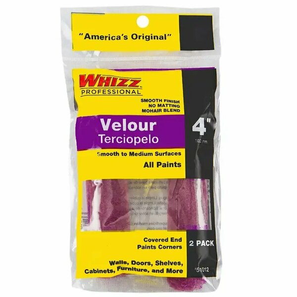 Work Tools 4" Mini Paint Roller Cover, Velour, 2 PK 51012